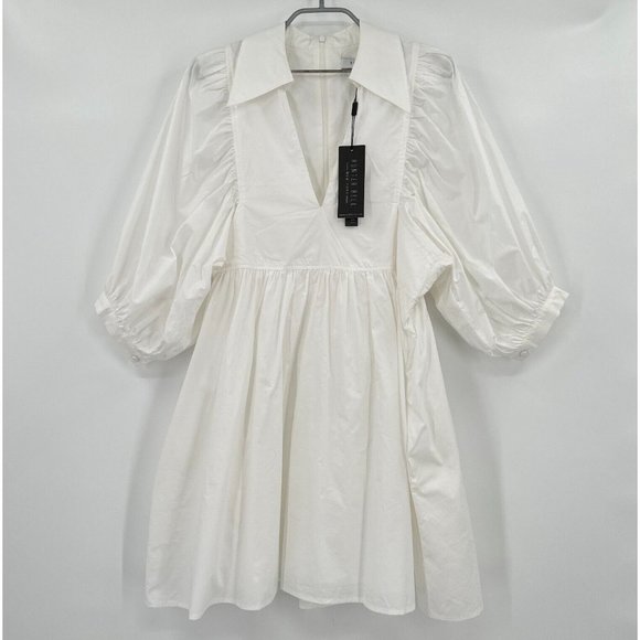 HUNTER BELL Dresses & Skirts - Hunter Bell White Noah Dress sz S Small NWT Collared Cotton Mini Swing $395